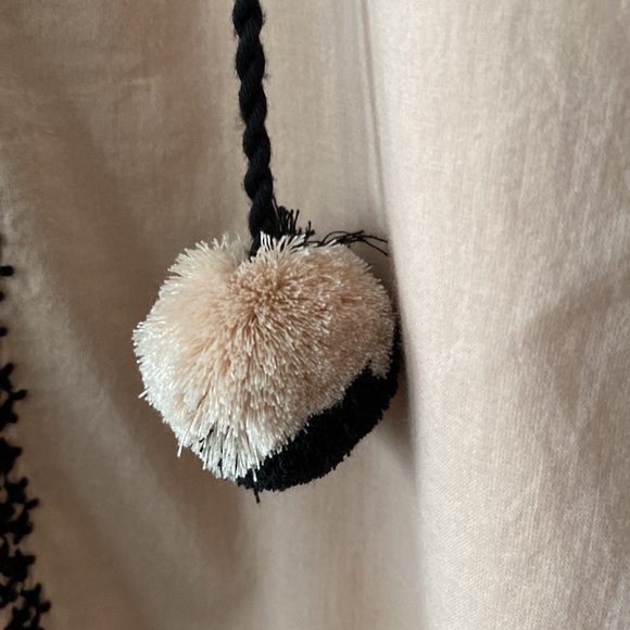 Zara trf Collection Embroidered Long Sleeve Tunic with Pom-Pom Tie - Picture 8 of 13